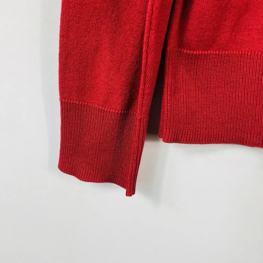 Old Navy Sweater Men's Large Red Everyday V-Neck Cotton Blend Pullover